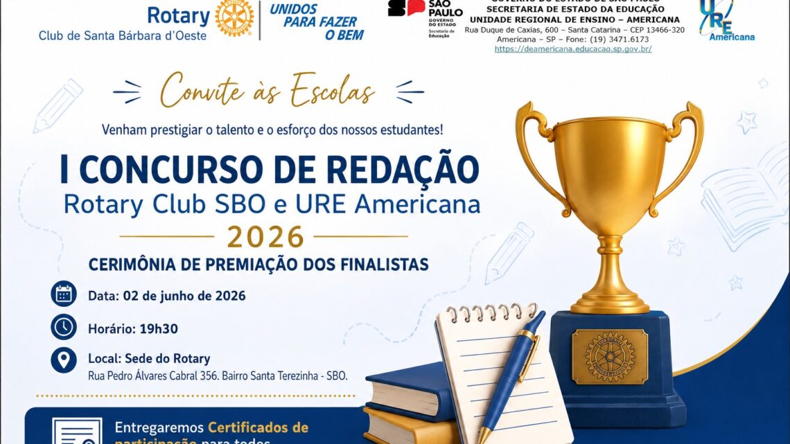 Rotary Club premia vencedores do concurso de Redação