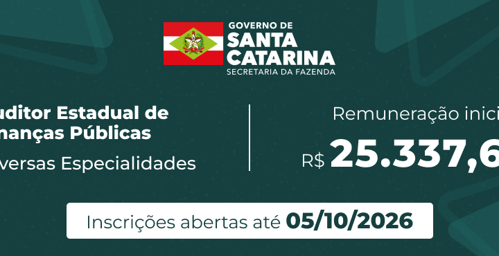 Concurso da Sefaz de Santa Catarina oferece 50 vagas com remuneração inicial de R$ 25,3 mil